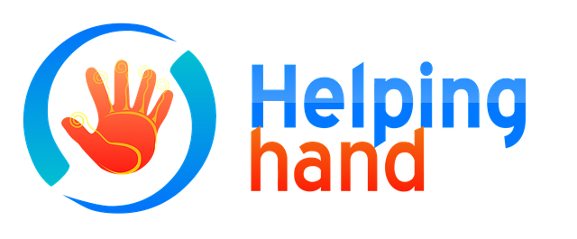 charity helping hand words and icon
